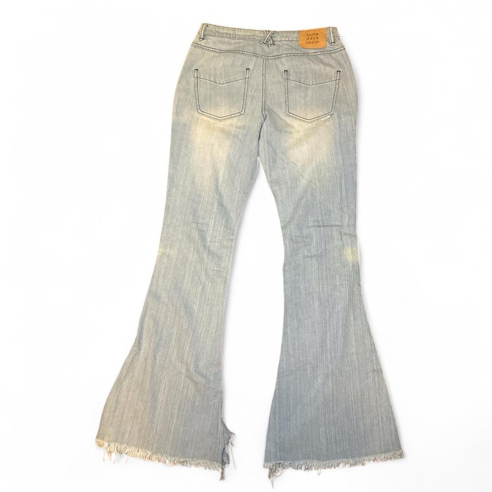 NWT Somedays Lovin Skyfall Distressed 70s Mid-Rise Denim Flare Jeans — SMALL - Picture 6 of 8